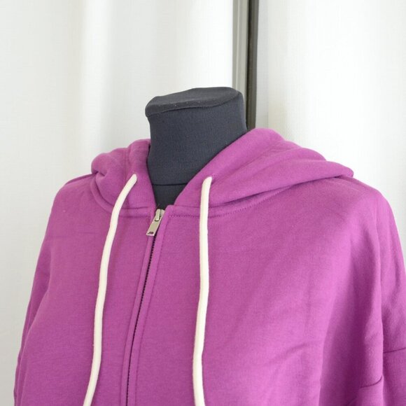 NWT Gap Vintage Soft Cropped Full-Zip Hoodie Rose Pink Verbana Sz L - Picture 3 of 7